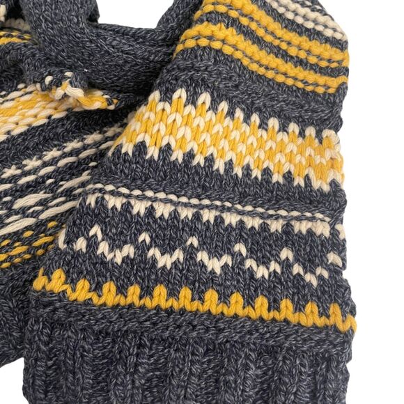 Gap Lambs Wool Scarf Women's Gray Yellow Warm Winter - Picture 3 of 8
